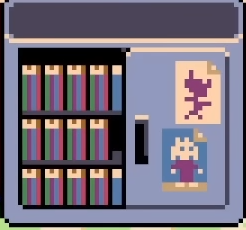 Small image of the cabinet from Toriel's classroom, which is depicted as having two small drawings attached to it.